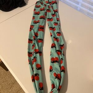Aqua Headband with Red Cherry & Black Mustache Print